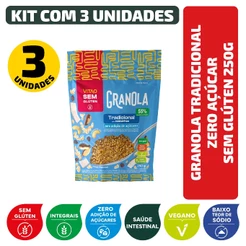 Kit Granola Tradicional Zero Açúcar Sem Glúten 250G - 3 Unidades