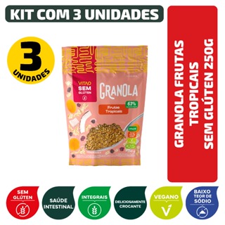 Kit Granola Frutas Tropicais Sem Glúten 250G - 3 Unidades em Oferta na Shopee