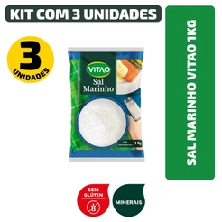 Sal Marinho Sem Glúten Vitao 1Kg - Kit 3 Unidades