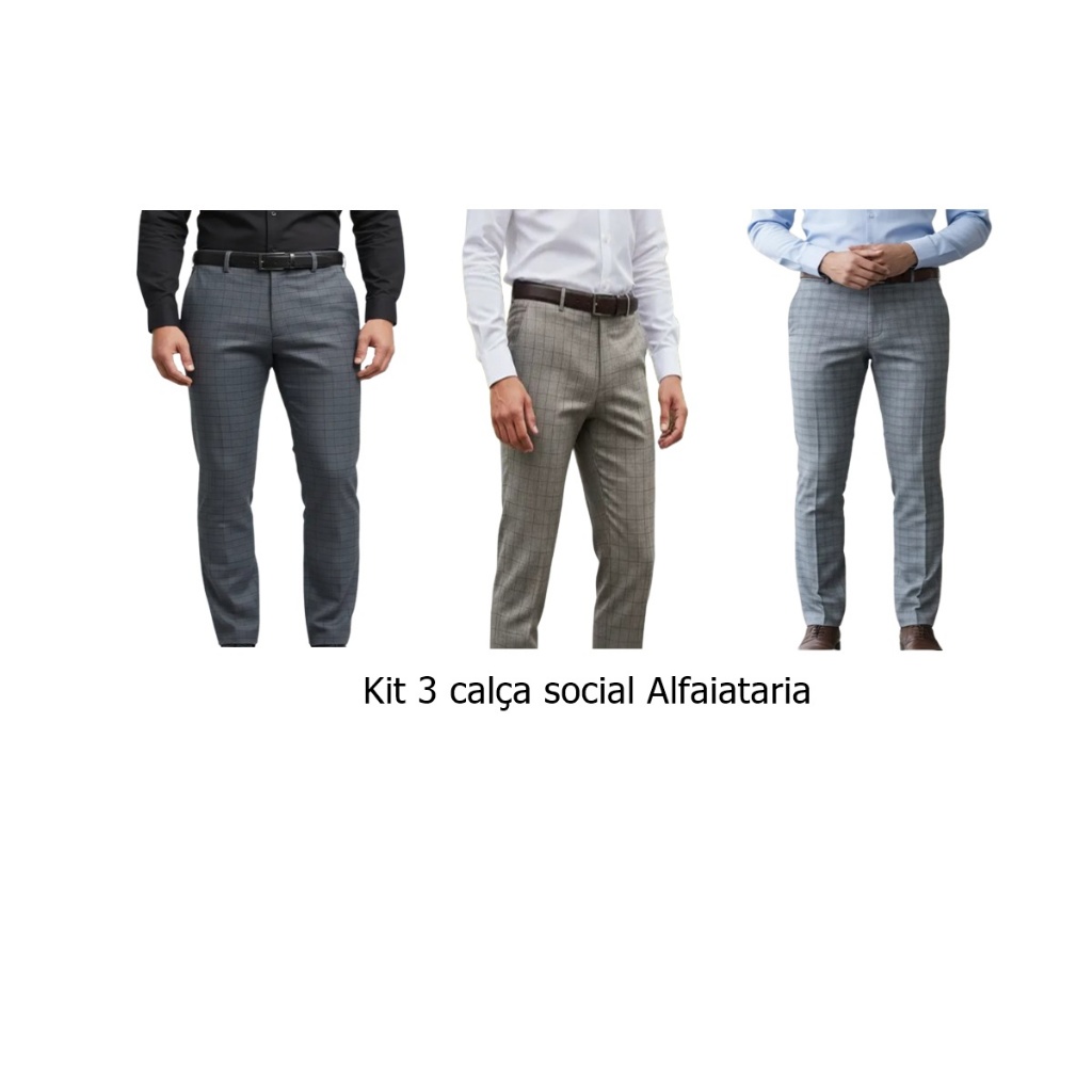 Kit 3 Calça Social Masculina Slim Alfaiataria Modelo 2026