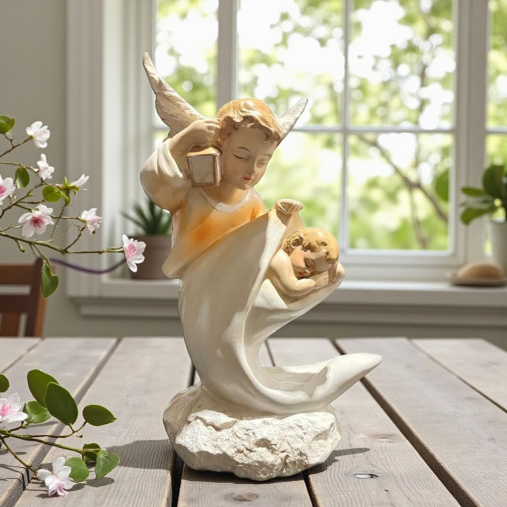 imagem em resina anjo da guarda criança 2 tamanhos valor unitario religioso quarto de criança lindissimo