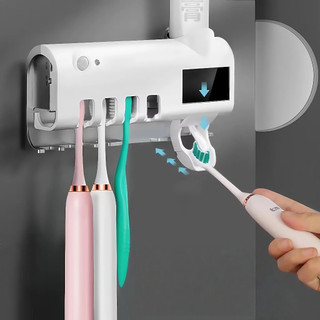 Porta Escova Dentes Com Esterilizador Uv Aplicador Pasta de Dente Suporte Dispenser