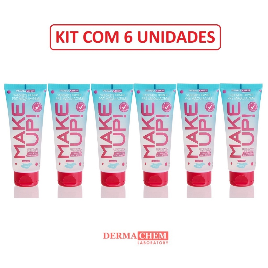 Kit Com 06 Sabonete Facial Primer Pré Maquiagem Make Up Dermachem - 100ml cada em Oferta na Shopee