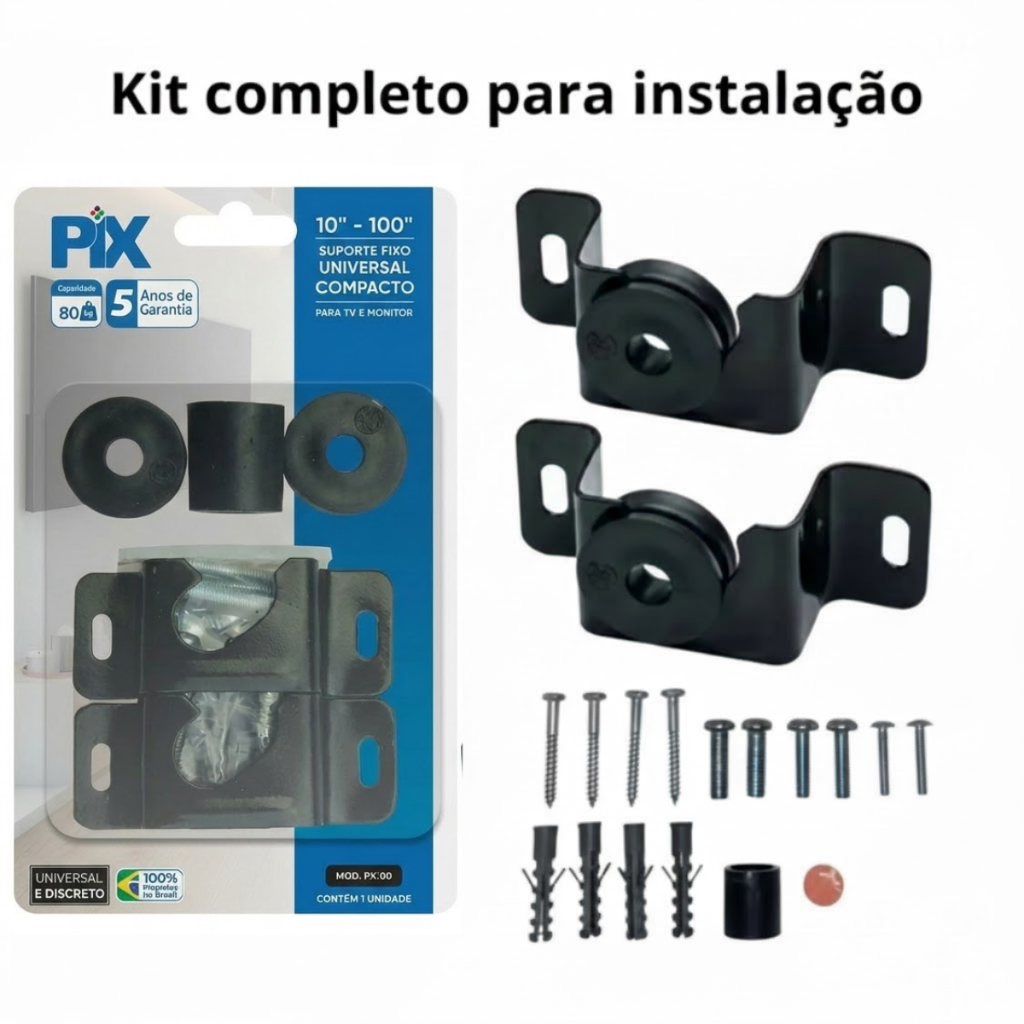 Suporte TV Fixo Universal 10” a 100” - Compacto e Resistente Kit completo para instalação em Oferta na Shopee