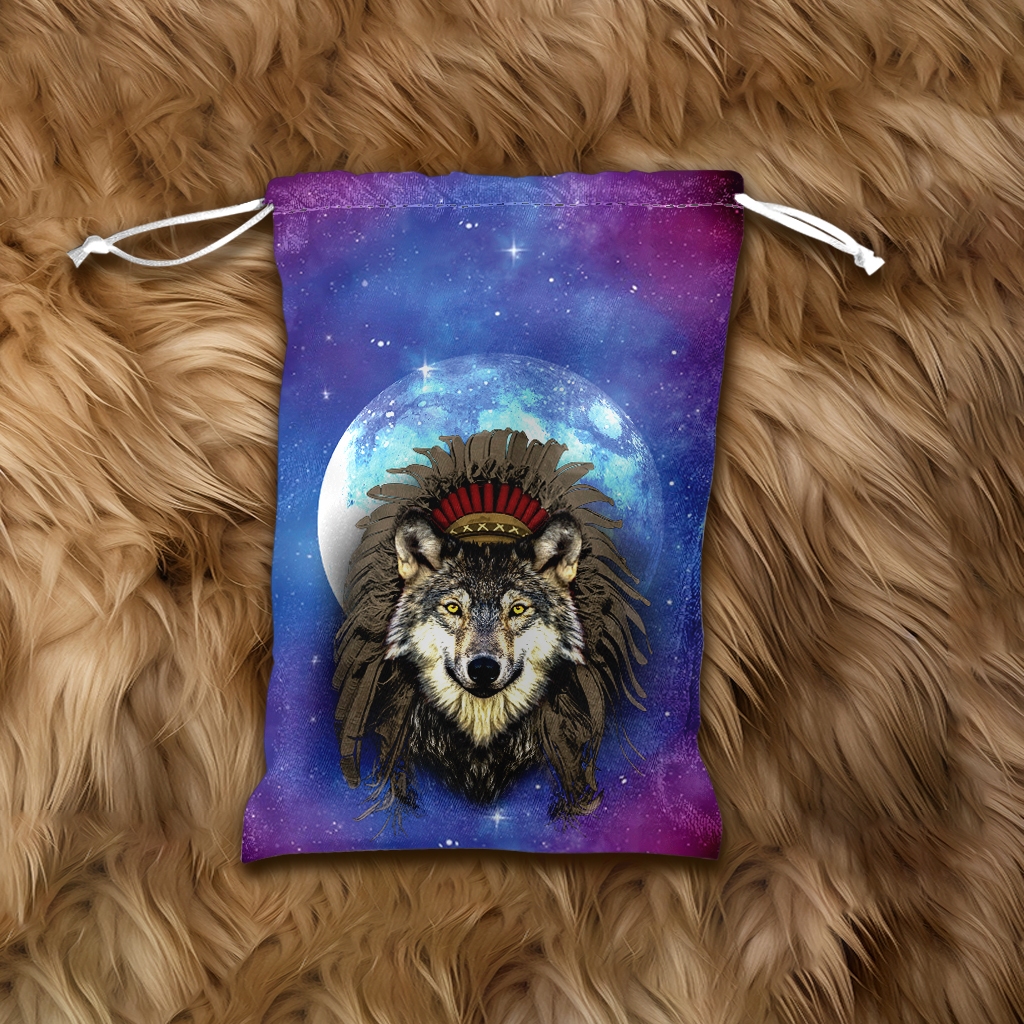 Saquinho Porta Rapé Lobo Cocar