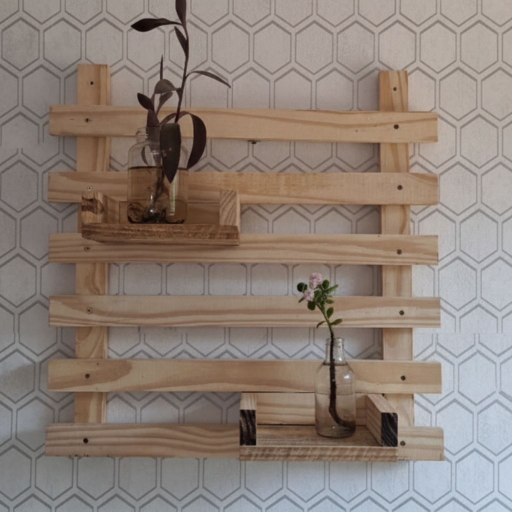 Painel de Madeira Floreira Modular Suporte Parede Suspenso Jardim Vertical Horta de Parede