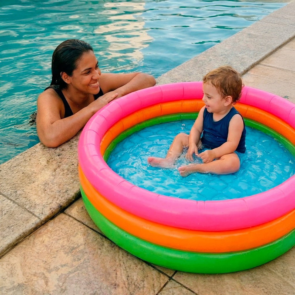 Piscina Inflável Infantil Colorida 270 Litros 116cm - PVC Resistente Inmetro - F