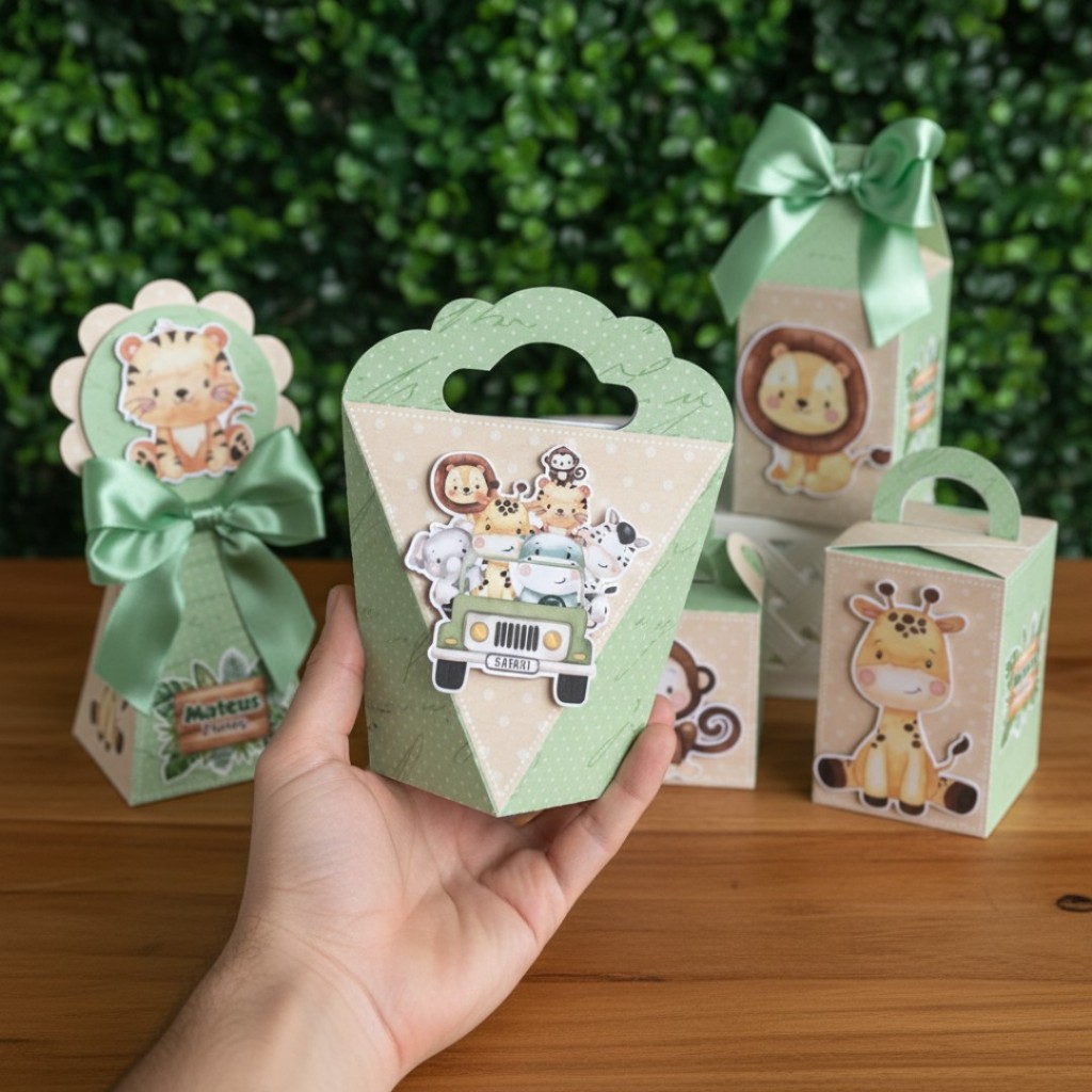 Kit Festa Personalizada Festa Safari Baby 3 - Lembrancinhas - Pegue e Monte