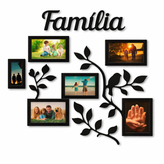 Painel Decorativo Família em MDF | Porta-Retratos de Parede com Galhos Decorativos para Fotos em Oferta na Shopee