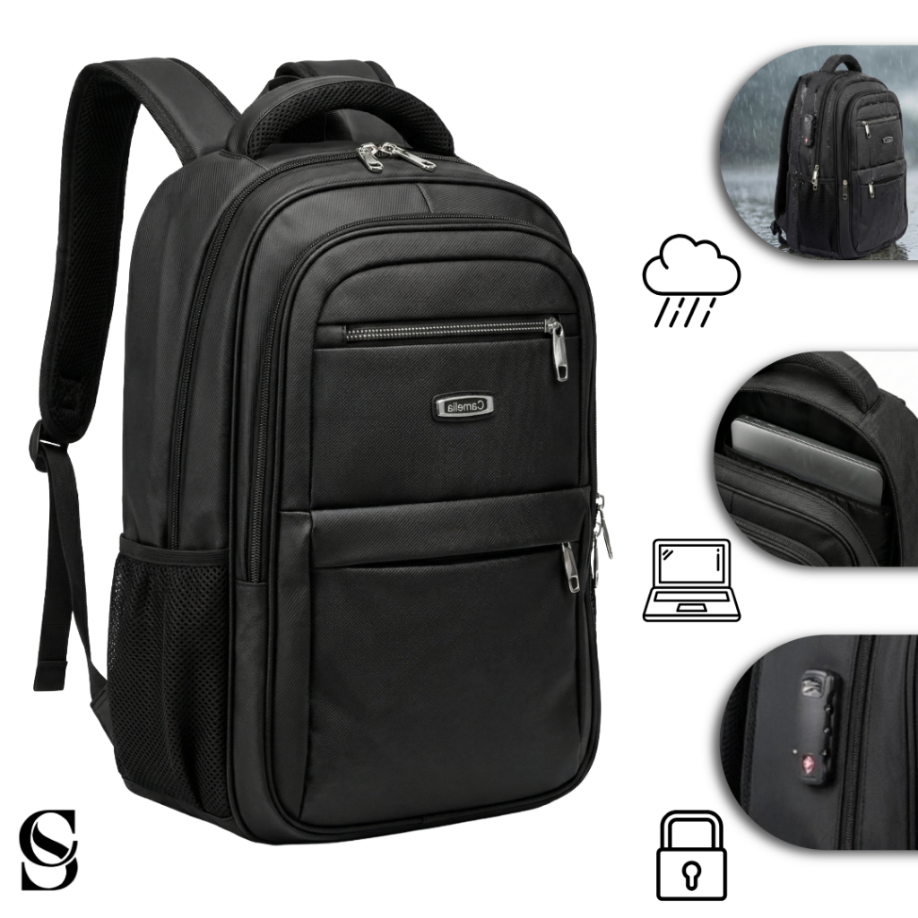 Mochila Feminina Notebook couro sintético com cadeado impermeável para trabalho faculdade escola em Oferta na Shopee