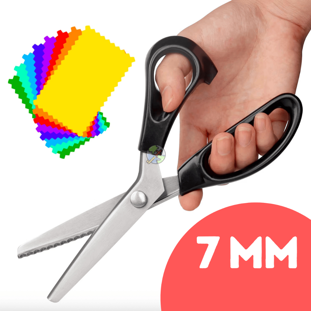 Tesoura De Picotar 7 mm Em Zigue-Zague Cabo Preto Fio de Corte Preciso e Resistente Segura