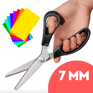 Tesoura De Picotar 7 mm Em Zigue-Zague Cabo Preto Fio de Corte Preciso e Resistente Segura em Oferta na Shopee