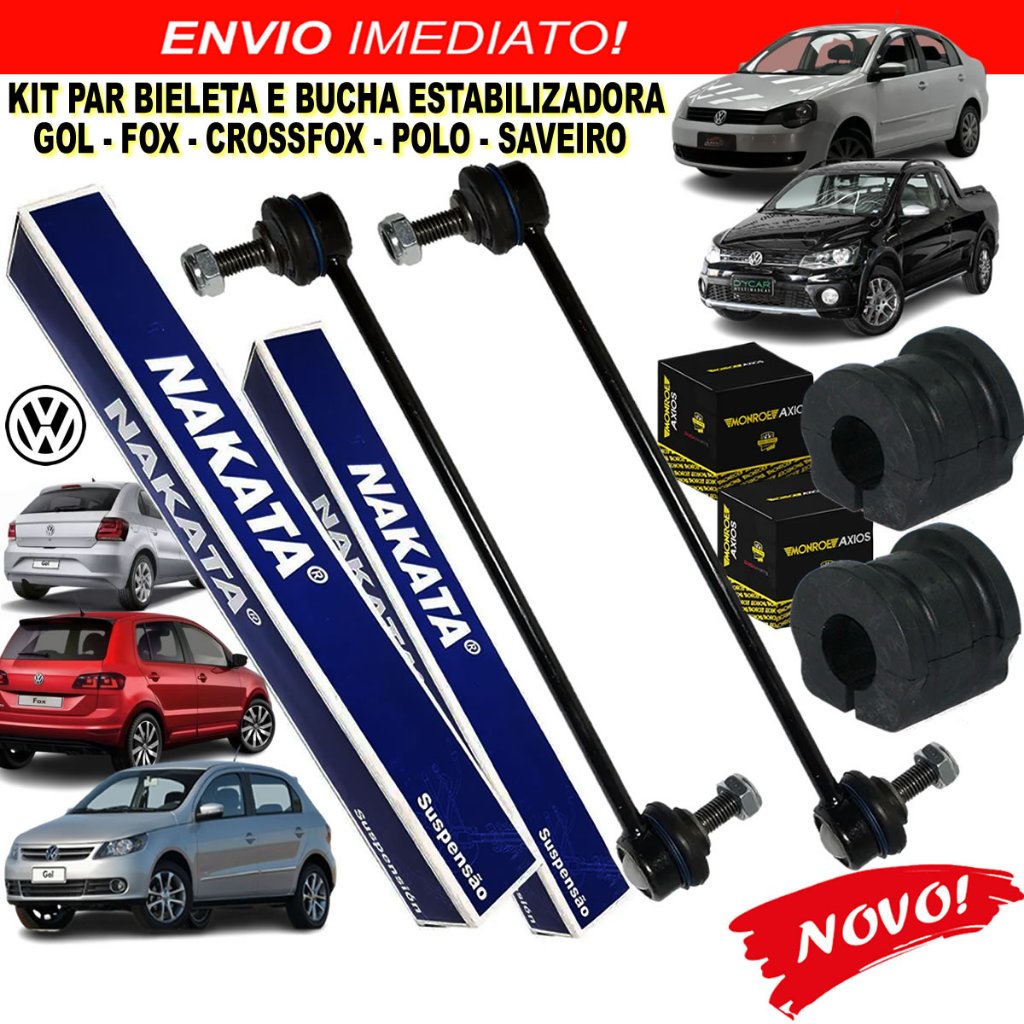Kit Par Bieletas + Buchas Estabilizadoras Gol G5 Fox CrossFox Polo SpaceFox Saveiro em Oferta na Shopee