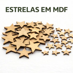 Kit Estrelas MDF Recortadas a Laser – 50 ou 100 Peças para Artesanato, Scrapbook e Decoração