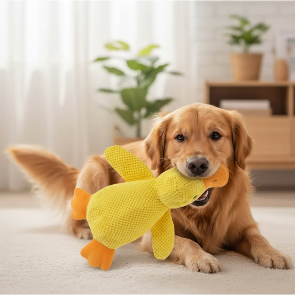 Pato Pelúcia Para Cães Brinquedo Anti Estresse Com Apito Amarelo - O Mais Vendido !!