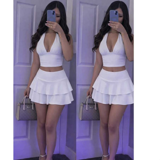 Conjunto Feminino Suplex Short Saia Cintura Alta + Cropped - Modela o Corpo e Versátil ✨ em Oferta na Shopee