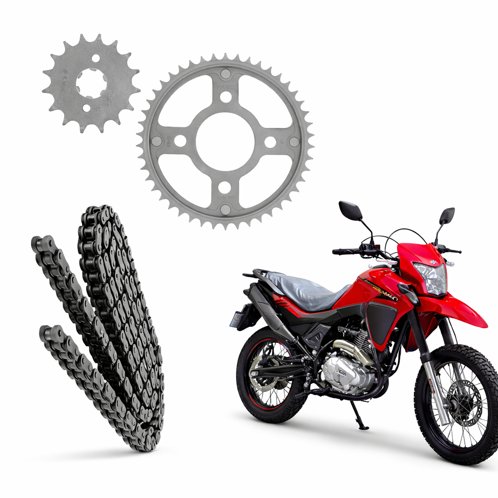 kit tração  relação transmissão shineray shi175 efi.detalhes do produto na descrição.