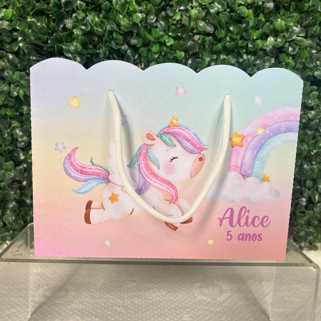 Sacolinha Surpresa Unicórnio Personalizada/ Aniversário/ Pegue e Monte/ Kit Festa/ Lembrancinhas Personalizada