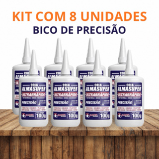 Kit 8x Cola Instantânea Almasuper 100g Bico Fino Ultra Forte Profissional em Oferta na Shopee