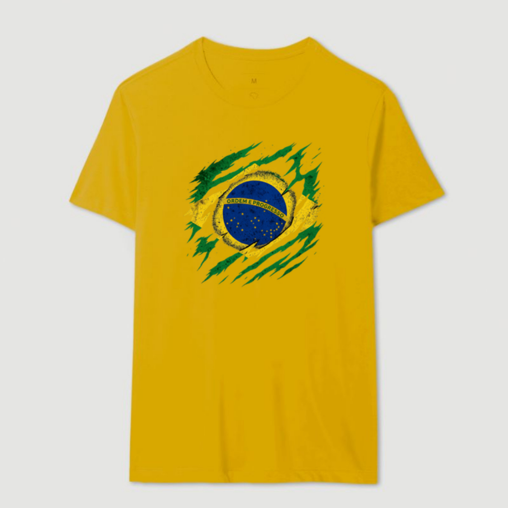 Camisa Camiseta Unissex Bandeira Brasil Rasgada Direita Bolsonaro 100% Algodão
