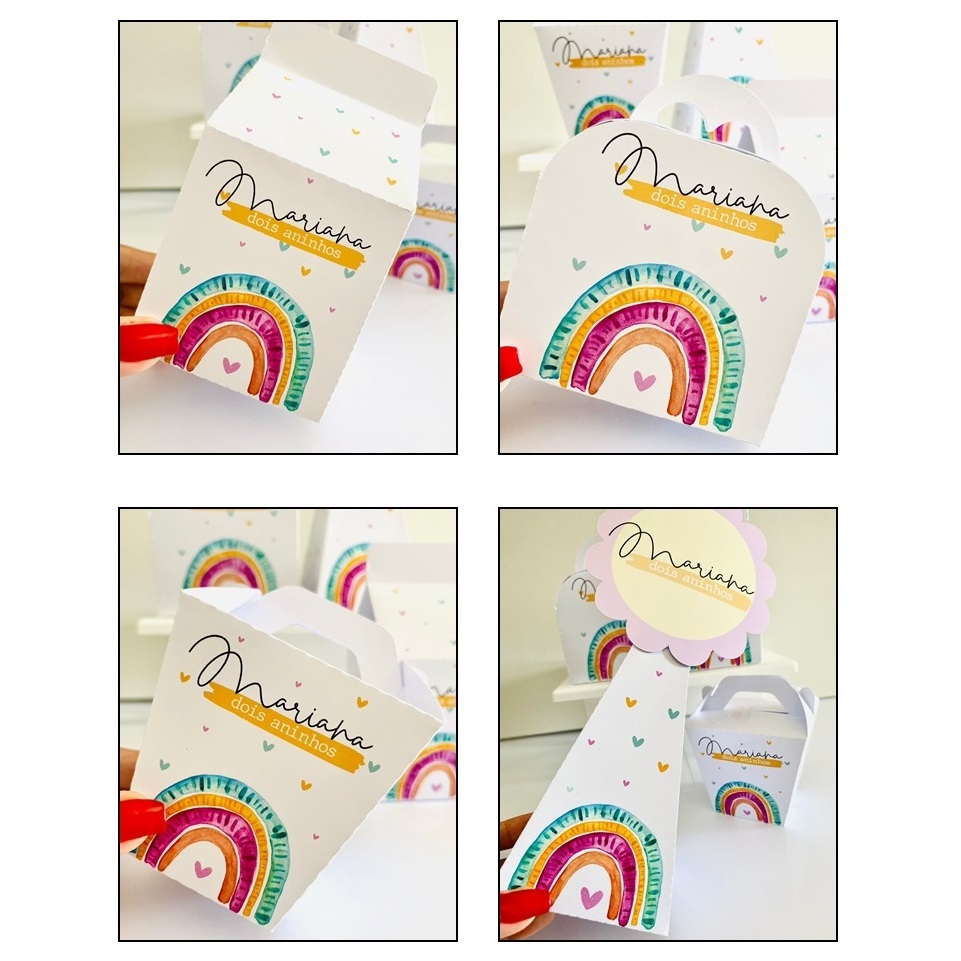 Kit Personalizado Arco-Íris Aquarela - Arco-Íris Boho -  PEGUE E MONTE