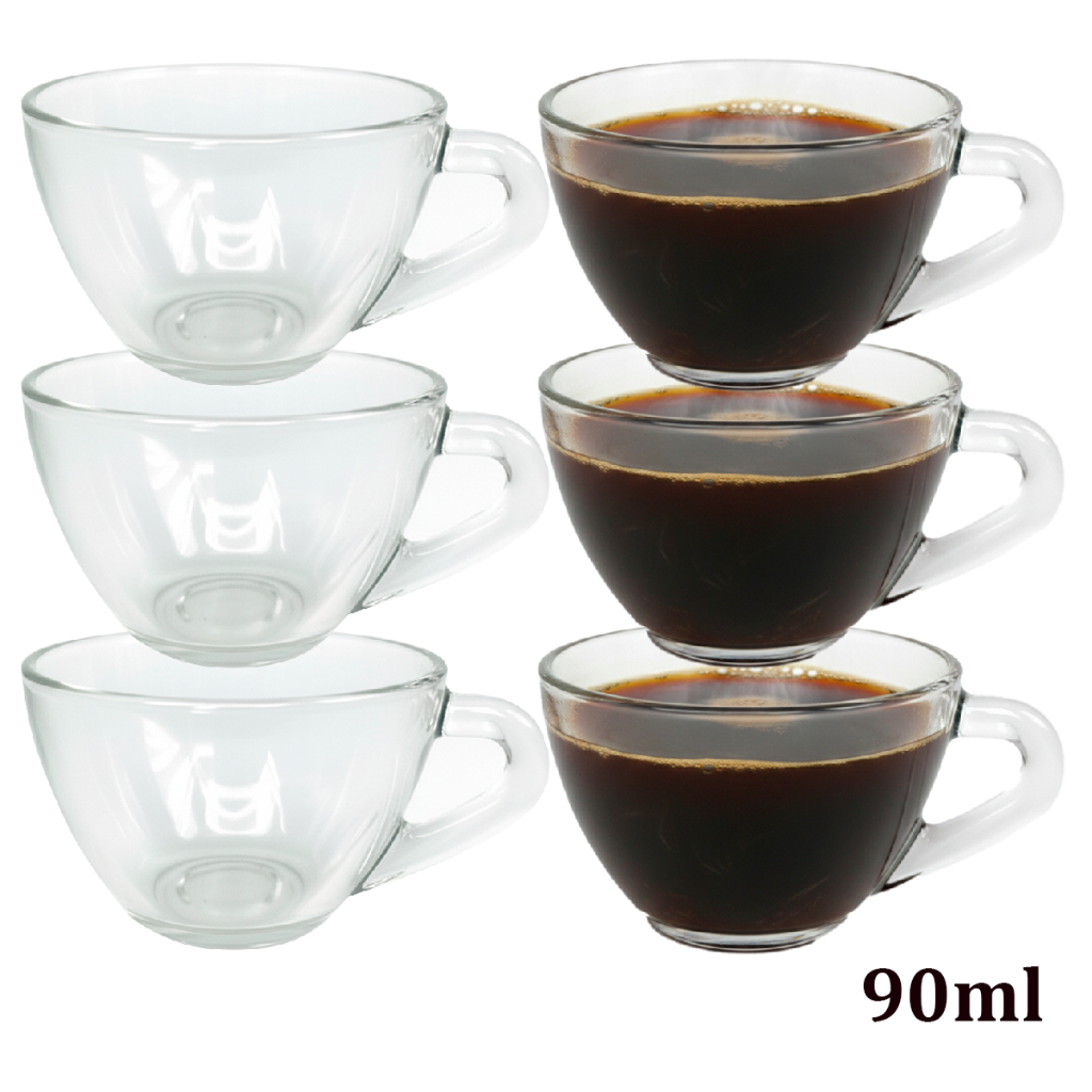 Kit jogo 6 Xicaras de café de Vidro Transparente 90ml Chá Café Com Alça material premium