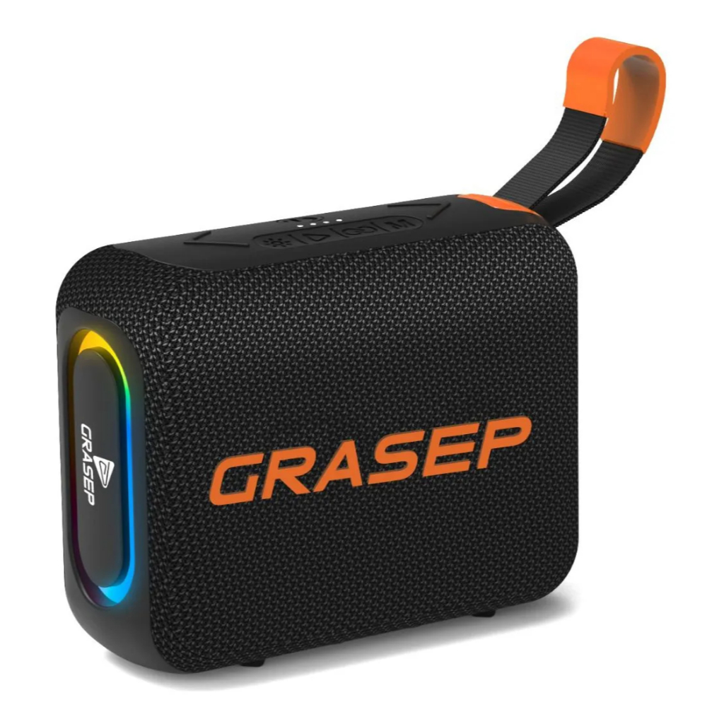 Caixa de Som Bluetooth Portátil Função Powerbank Bateria 6000mAh Leds RGB 10W Grasep D-G570