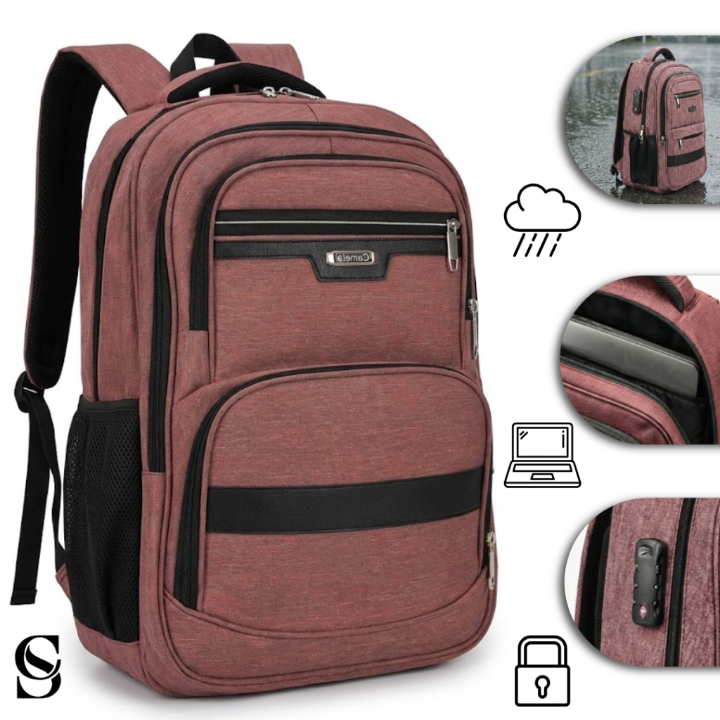 Mochila Feminina Notebook Tecido reforçado rosa cadeado impermeável para trabalho faculdade escola