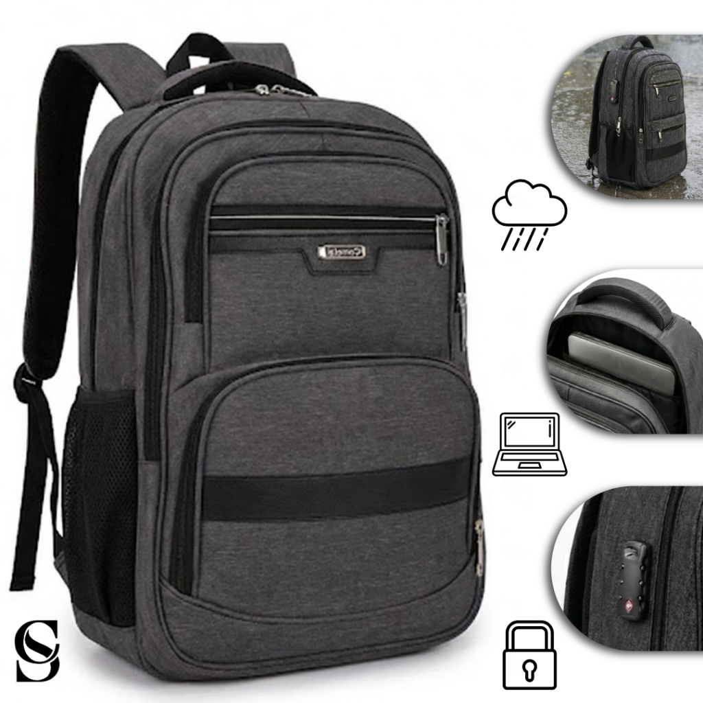 Mochila Masculina Notebook Tecido reforçado Chumbo cadeado impermeável pra trabalho faculdade escola