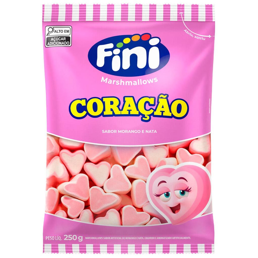 Marshmallow Coração Rosa e Branco 250g - Fini