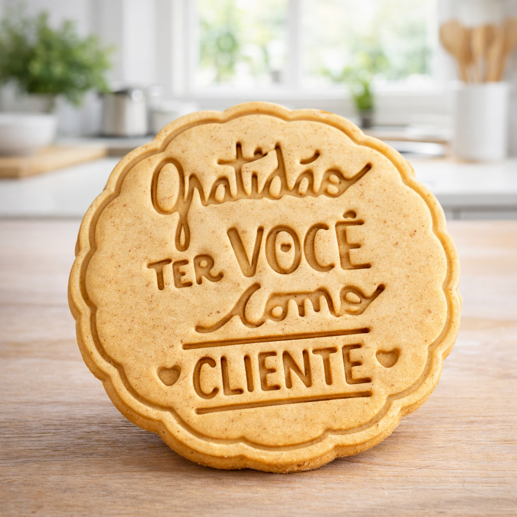 Molde Carimbo para Biscoito, pasta americana, massinha, etc... – Gratidão Ter Você Como Cliente em Oferta na Shopee