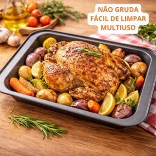 Forma Retangular Antiaderente 32 cm Assadeira para Bolo, Torta, Pão e Cuca – Kit 1 ou 2 Unidades em Oferta na Shopee