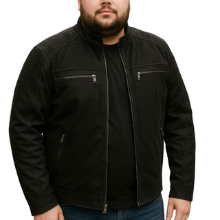 Jaqueta Masculina Plus Size Nobuck Casual com Bolsos e Fechamento em Zíper