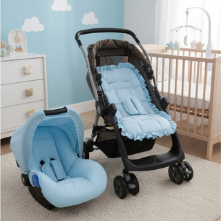 Capa de Carrinho e Capa Bebe Conforto Com Protetores de Cinto e Capota Menino Menina em Oferta na Shopee
