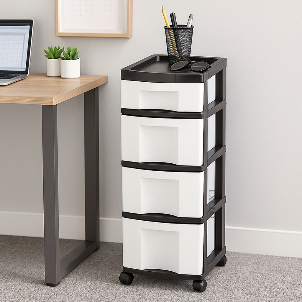 Organizador Multiuso 4 Gavetas Gaveteiro Para Escritório Documentos Folha Sulfite A4