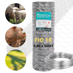 Tela Mangueirão 0,80x50m Fio 18 Malha 3” + Brinde 1kg Arame Galvanizado