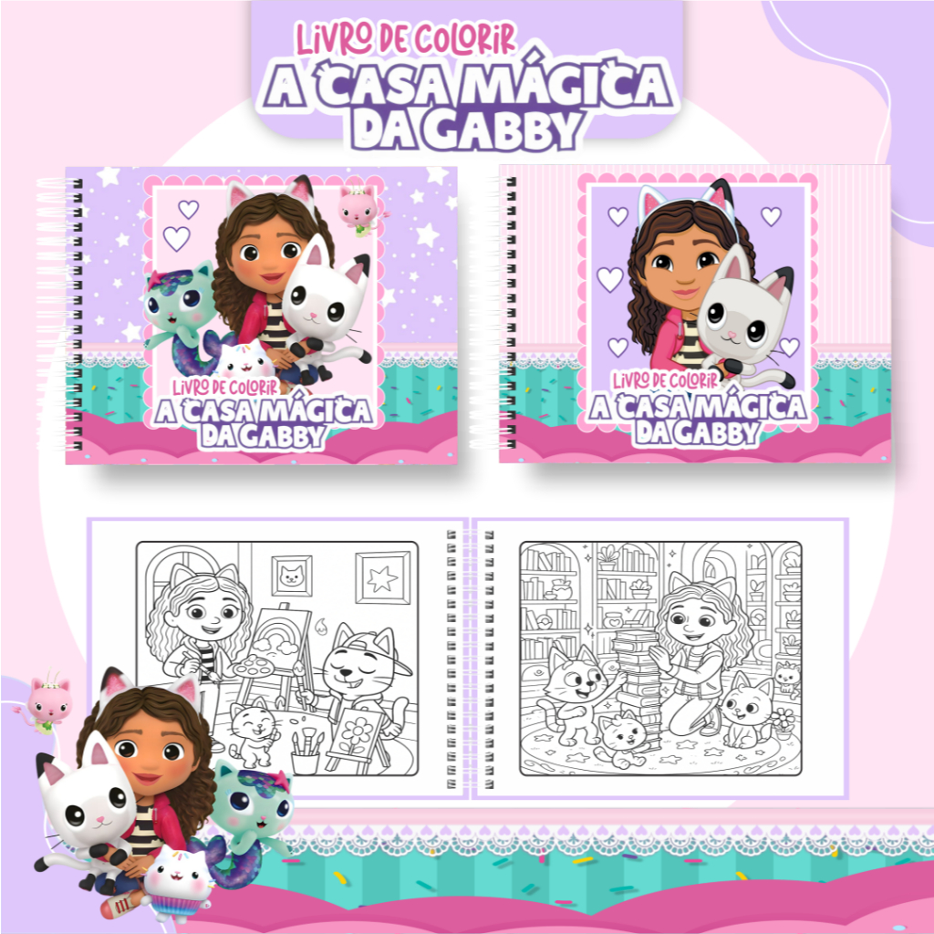 Livro de Colorir Folha GROSSA 180g A CASA MÁGICA DA GABBY 50 Páginas / PROMOÇÃO