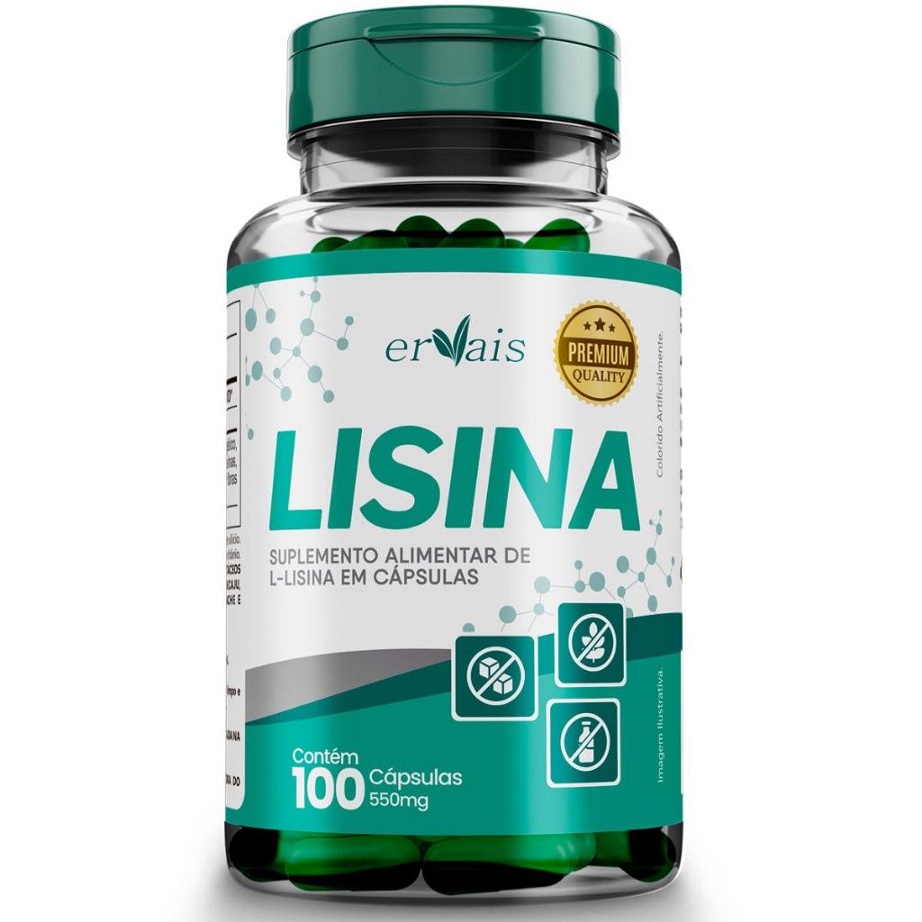 Lisina Cloridrato 100 cápsulas porção 1000mg - NOVA EMBALAGEM em Oferta na Shopee