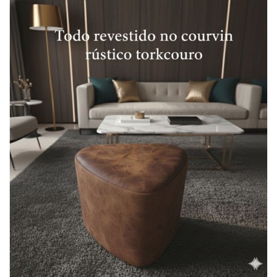 PUFF PERA COURVIN RUSTICO TORKCOURO MARROM