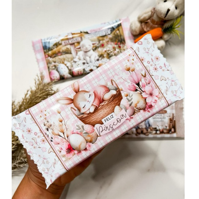 Capa Personalizada Páscoa Para Barra de Chocolate 90g / Mimo Páscoa (NÃO ACOMPANHA BARRA DE CHOCOLATE)