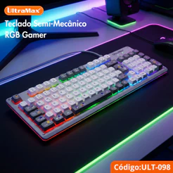 Teclado Gamer Semi-Mecânico UltraMax ULT-098 RGB ABNT2 90% 94 Teclas