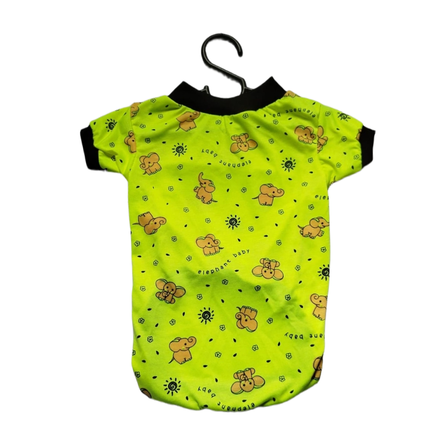 Camiseta Verde Elefantinhos Para Pets - 1 Unidade