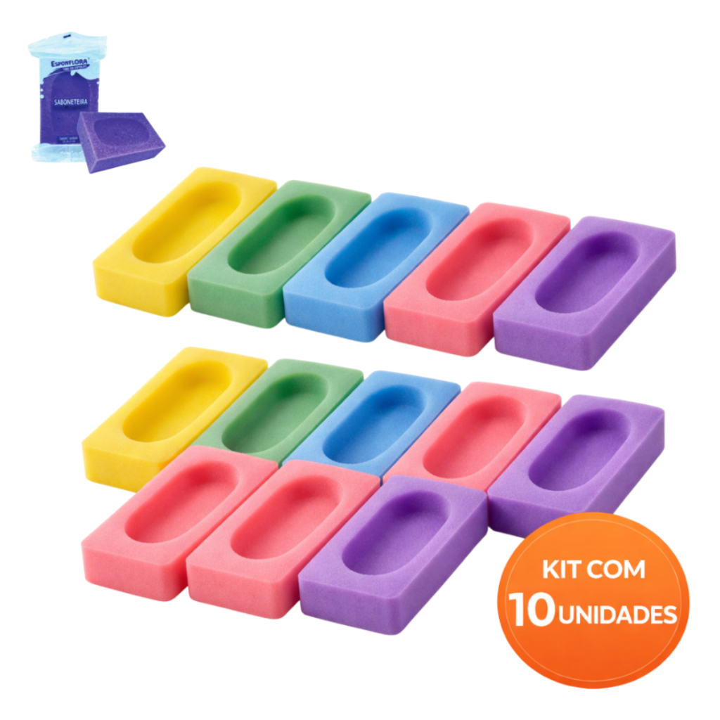 Kit C/ Até 10 Esponja Banho Saboneteira Bucha Macia Banho C/Porta Sabonete Cores Sortidas Higiênica em Oferta na Shopee