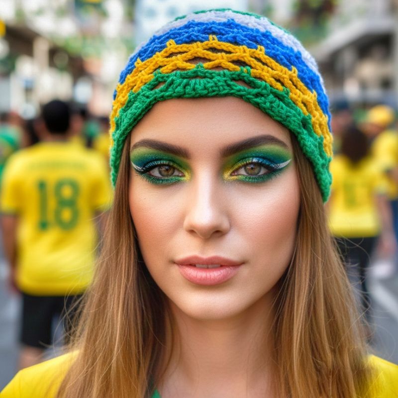 headpiece crochê touca 100% artesanal várias cores/times em Oferta na Shopee