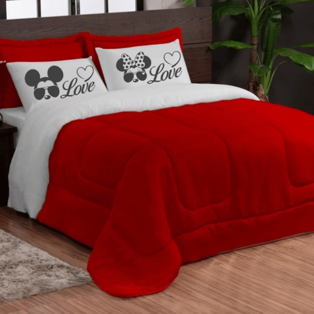 Kit Edredom Dupla Face Queen 3 Pçs Várias Estampas e Cores Conforto Térmico Aconchegante