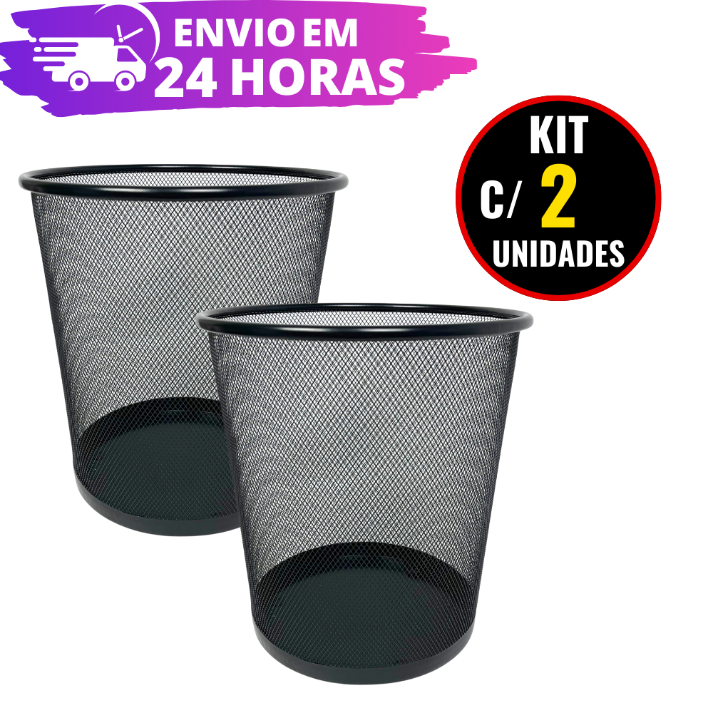 Kit 2 Lixeiras Metal Aramado Cesto Lixo Reforçado 10L Escritório em Oferta na Shopee