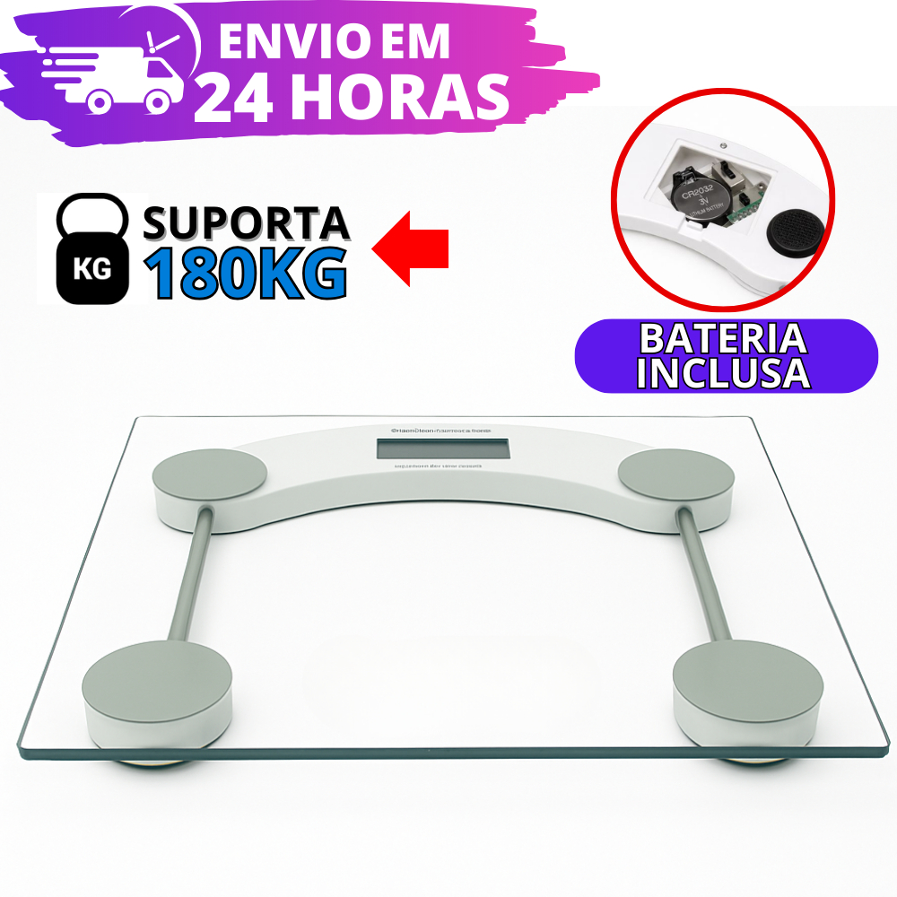 Balança Corporal Digital até 180kg (PROMOÇÃO) Com Vidro Temperado