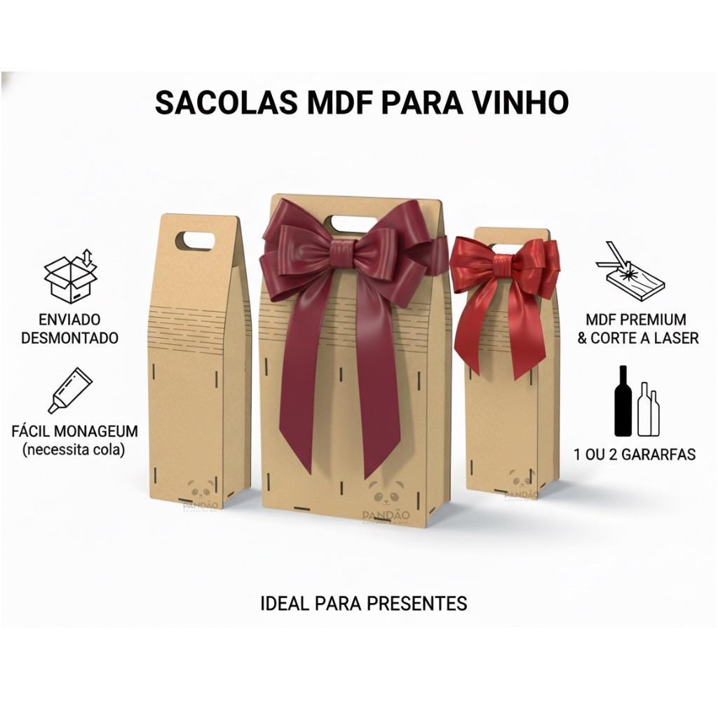 Porta Vinho Caixa Porta Vinho -Garrafas Diversas Com Alça Flexivel Mdf