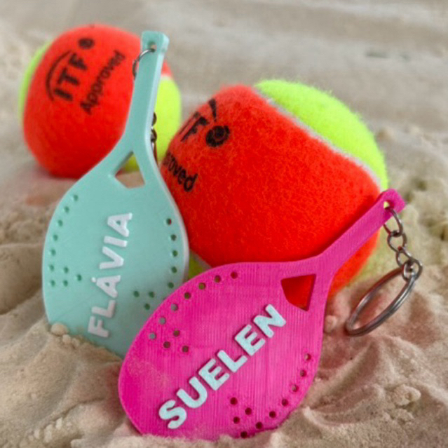 Chaveiro Raquete Beach Tennis Personalizado com Nome | Lembrancinha Beach Tennis | Mini Raquete Chaveiro Mochila