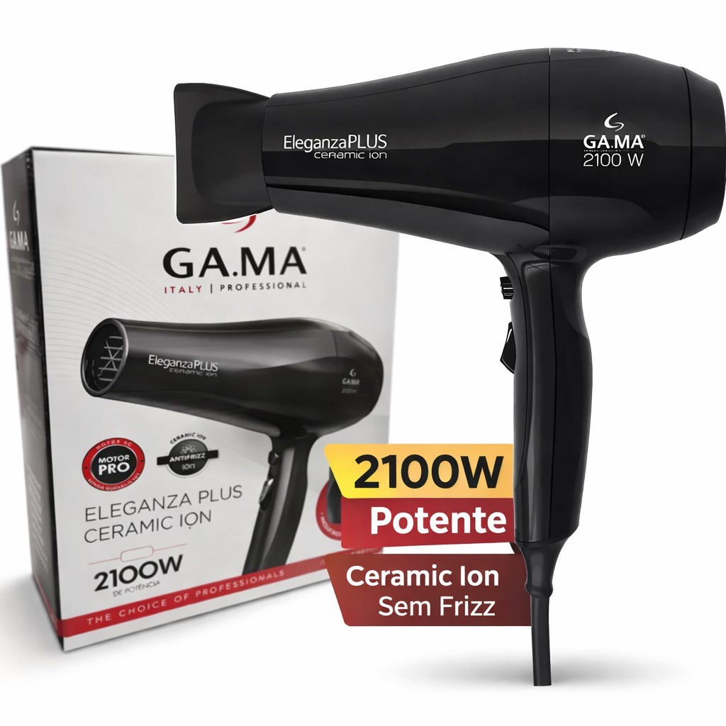 Secador Profissional 2100W GA.MA Italy Eleganza Plus – Sem Frizz e Secagem Rápida Original com NF e Garantia em Oferta na Shopee